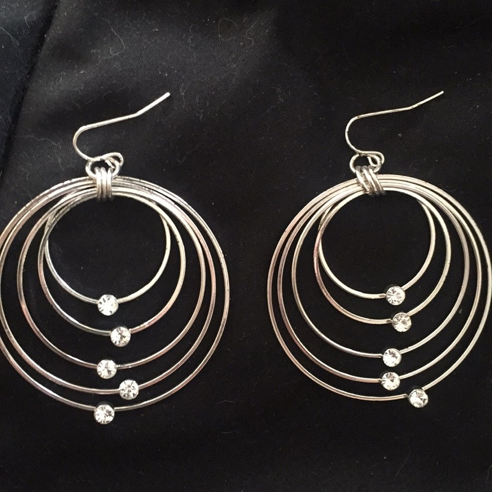 Rhinestone accented wire hoop earrings
